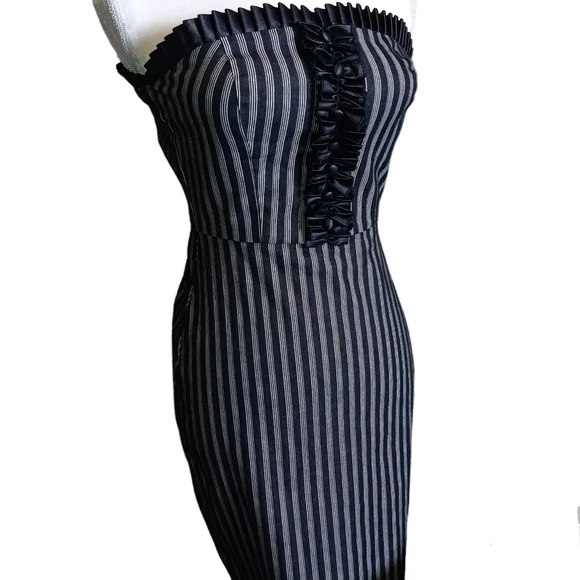 knee length dresses for ladies Grey Pinstripe Mini Dress main image 1
